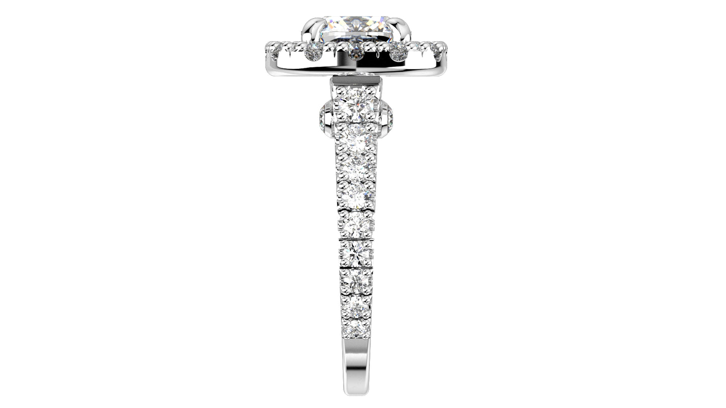 Halo Diamond Cushion Cut Engagement Ring CAD Design-O-1-109
