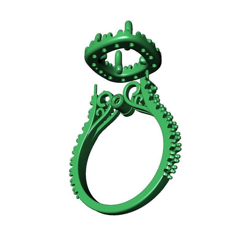 Halo Diamond Cushion Cut Engagement Ring CAD Design-O-1-109