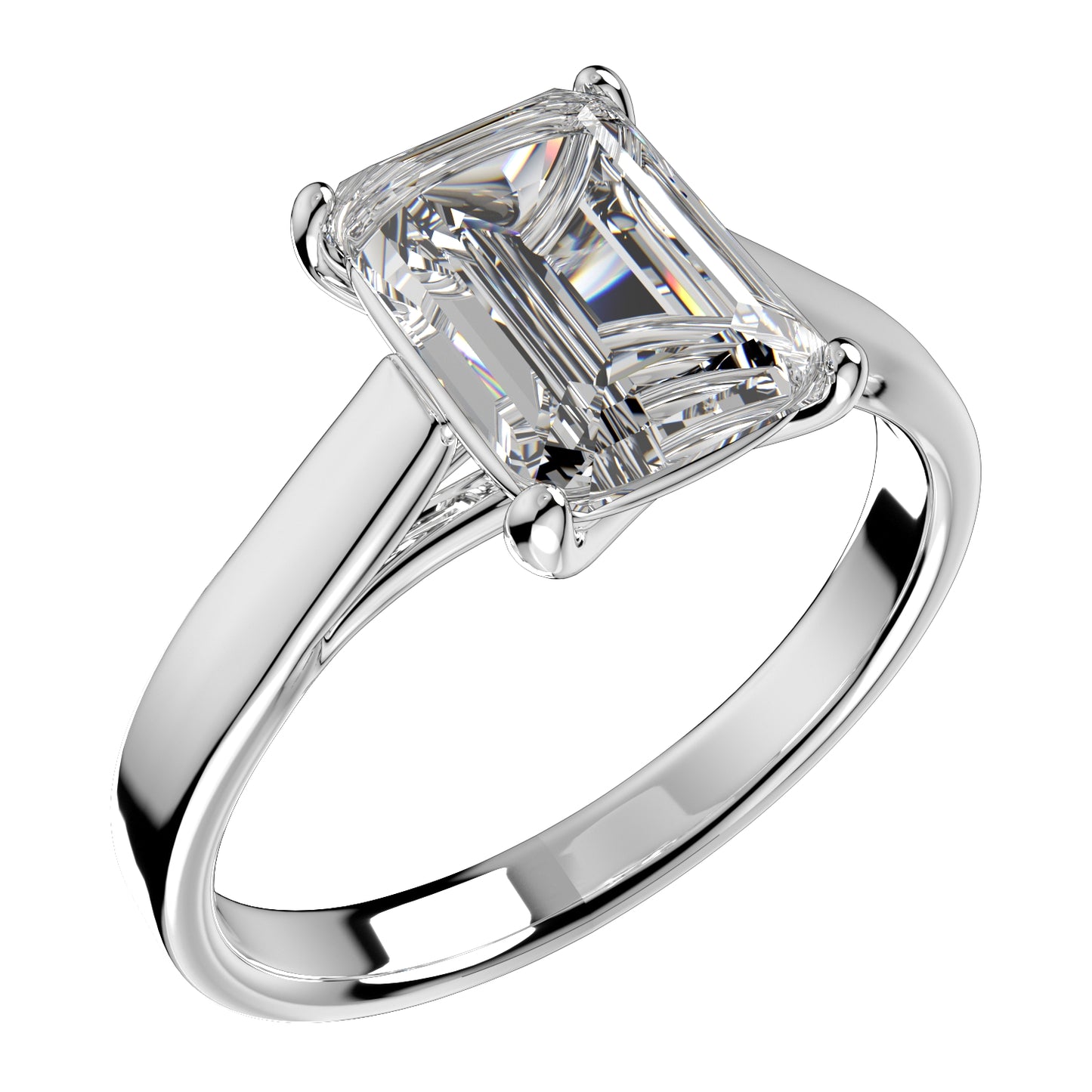Emerald Cut Engagement Ring 3D CAD Model-O1-105