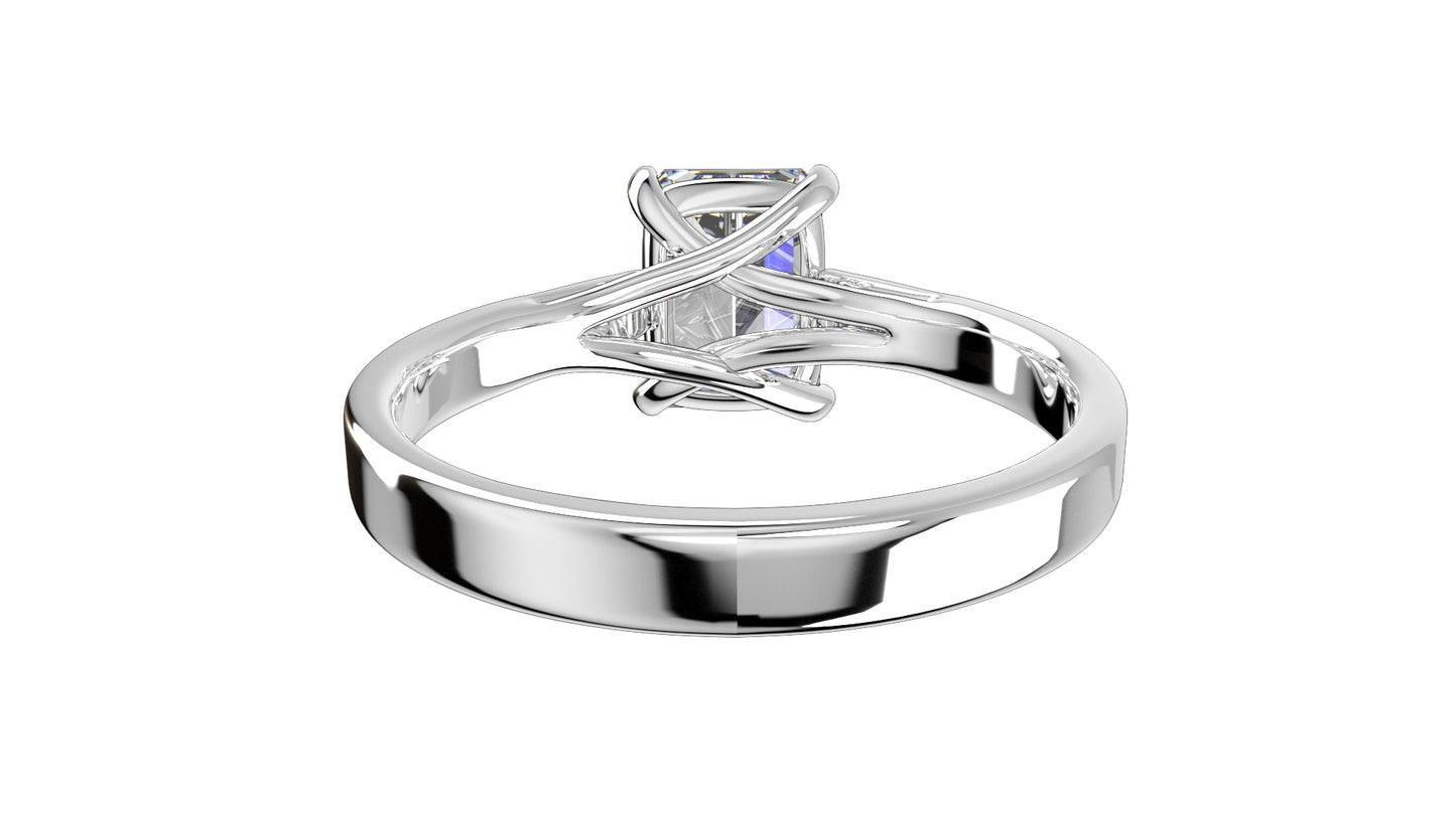 Emerald Cut Engagement Ring 3D CAD Model-O1-105