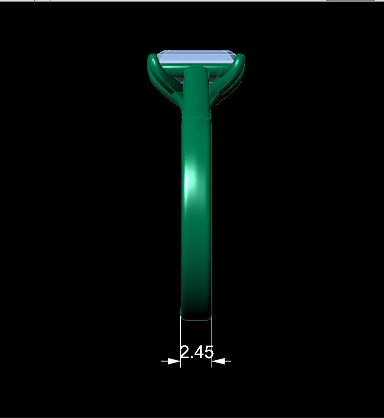 Emerald Cut Engagement Ring 3D CAD Model-O1-105