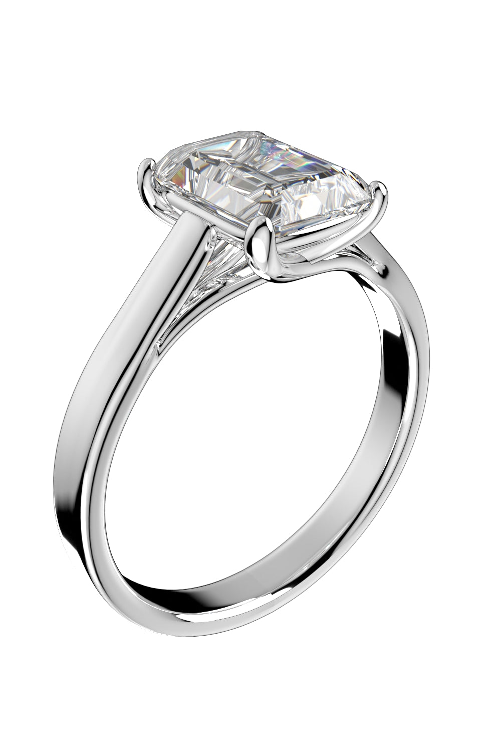 Emerald Cut Engagement Ring 3D CAD Model-O1-105