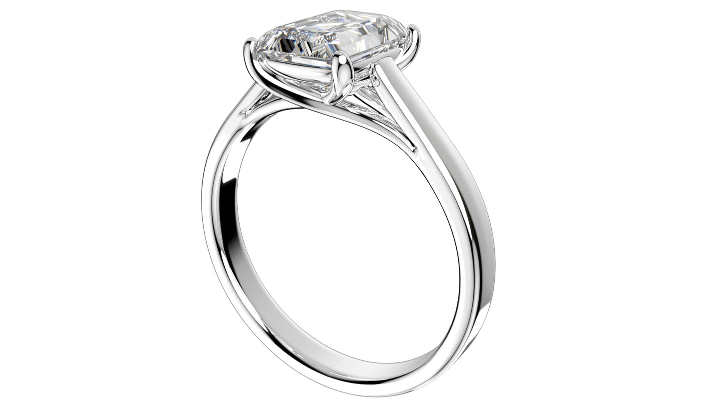 Emerald Cut Engagement Ring 3D CAD Model-O1-105