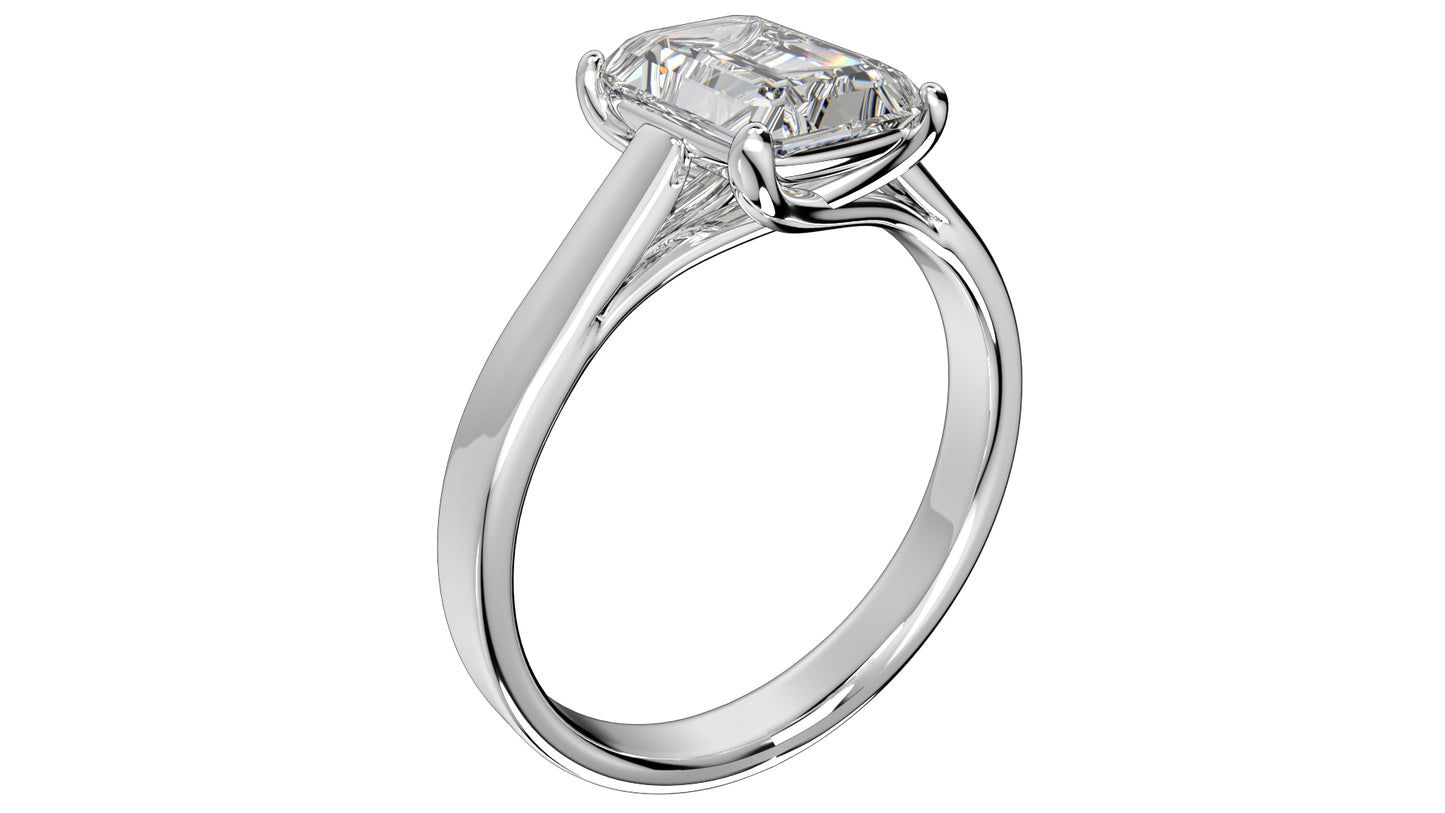 Emerald Cut Engagement Ring 3D CAD Model-O1-105