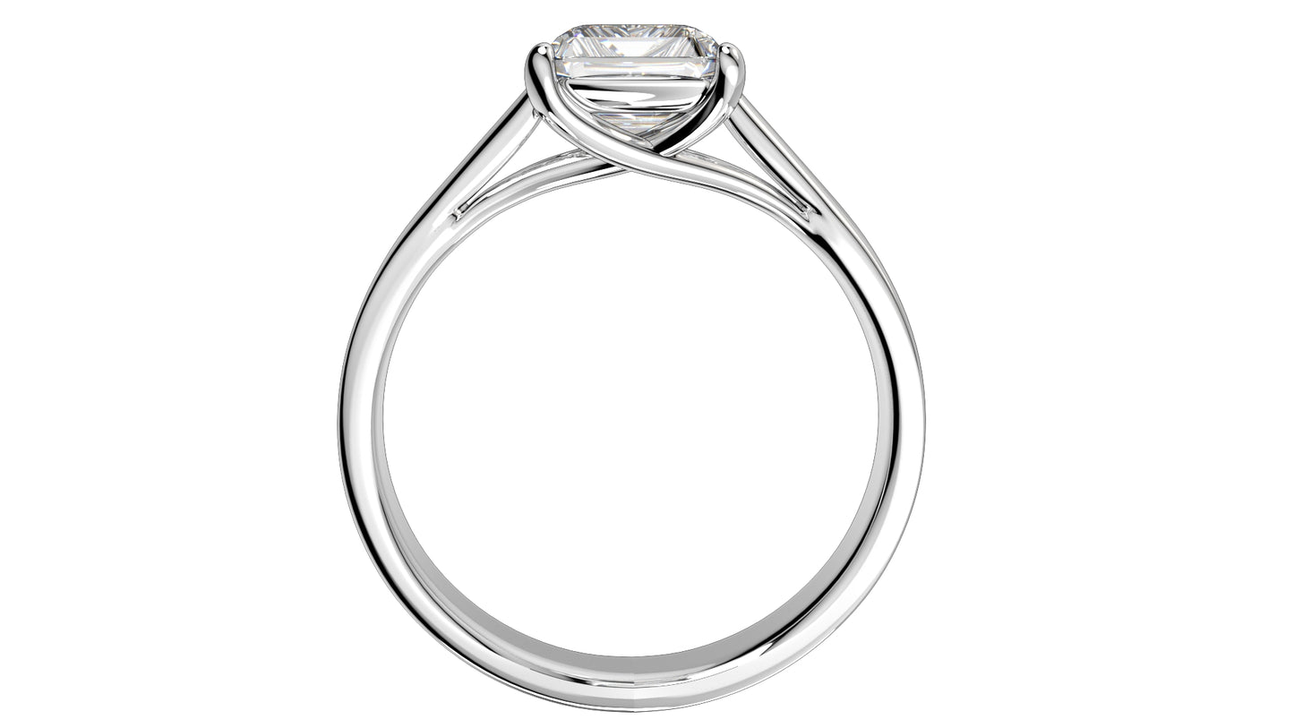 Emerald Cut Engagement Ring 3D CAD Model-O1-105