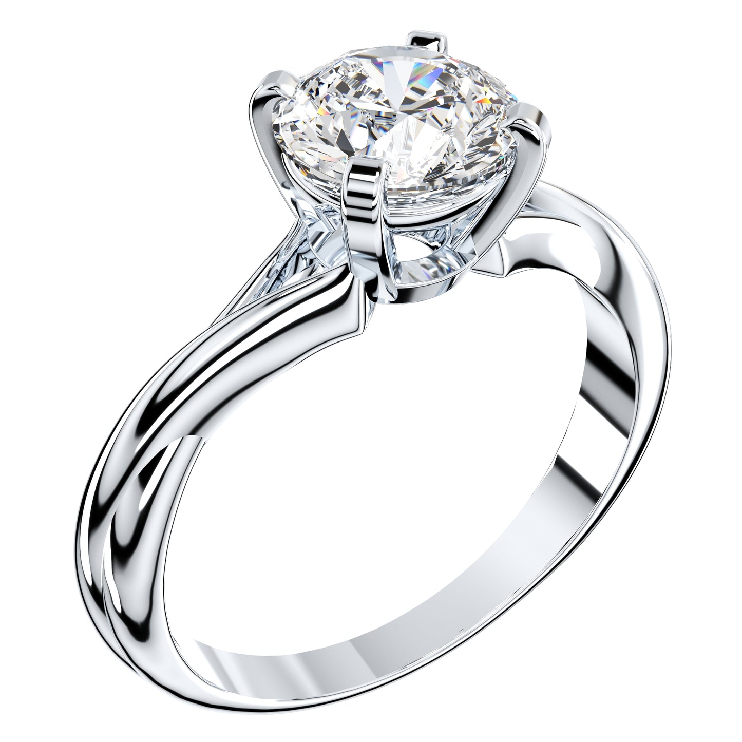 Twisted Engagement Solitaire Ring 3D CAD Design-O11031