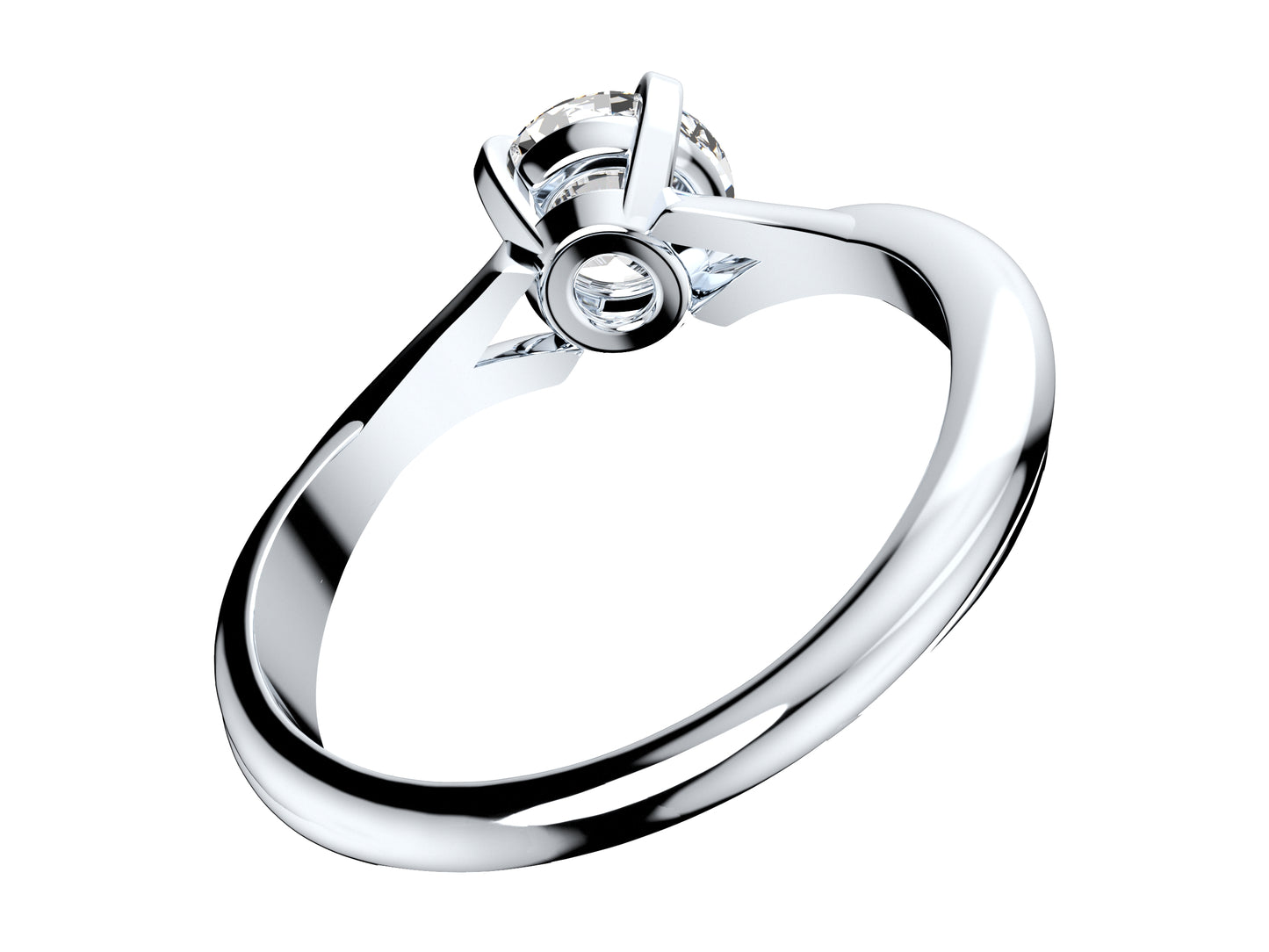 Twisted Engagement Solitaire Ring 3D CAD Design-O11031