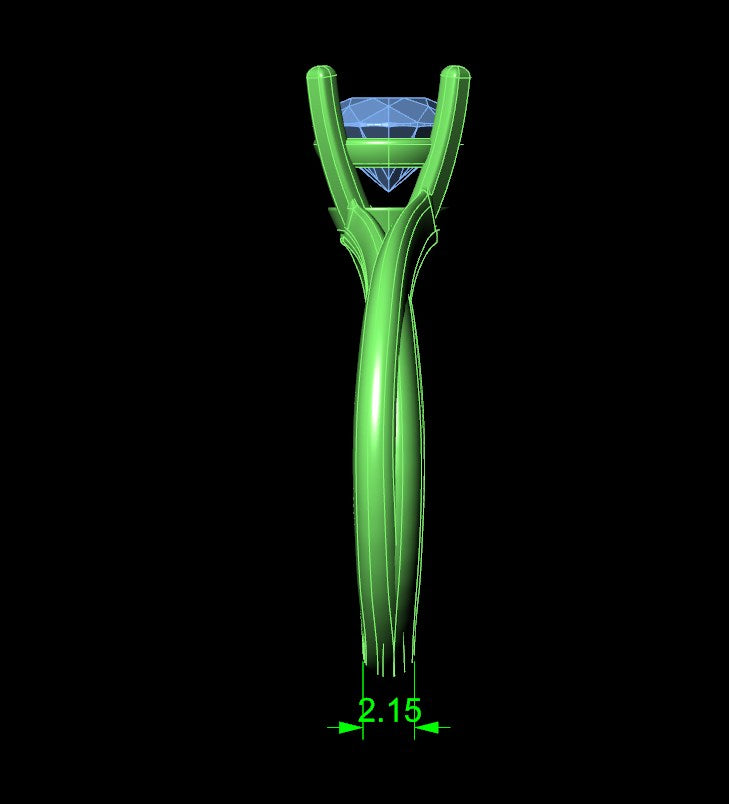 Twisted Engagement Solitaire Ring 3D CAD Design-O11031