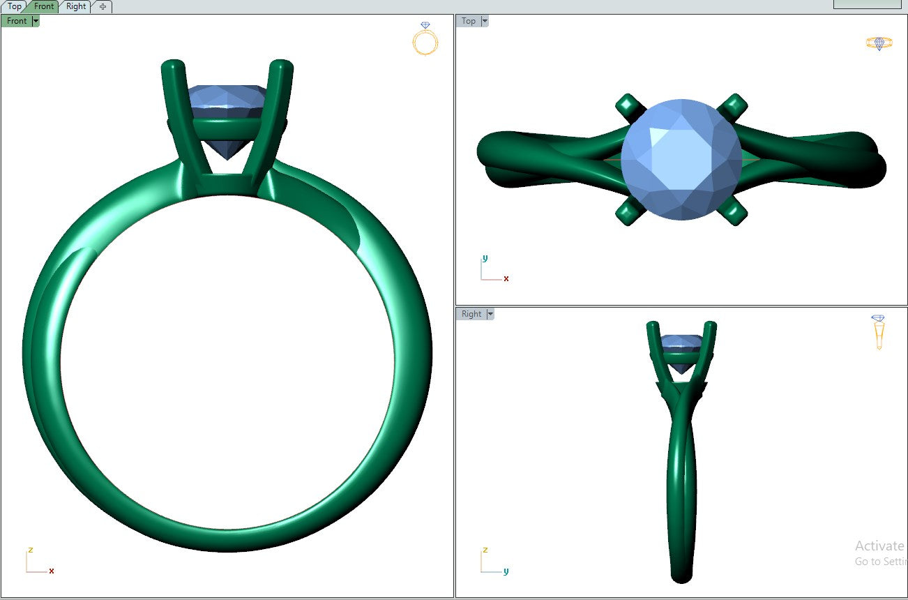 Twisted Engagement Solitaire Ring 3D CAD Design-O11031