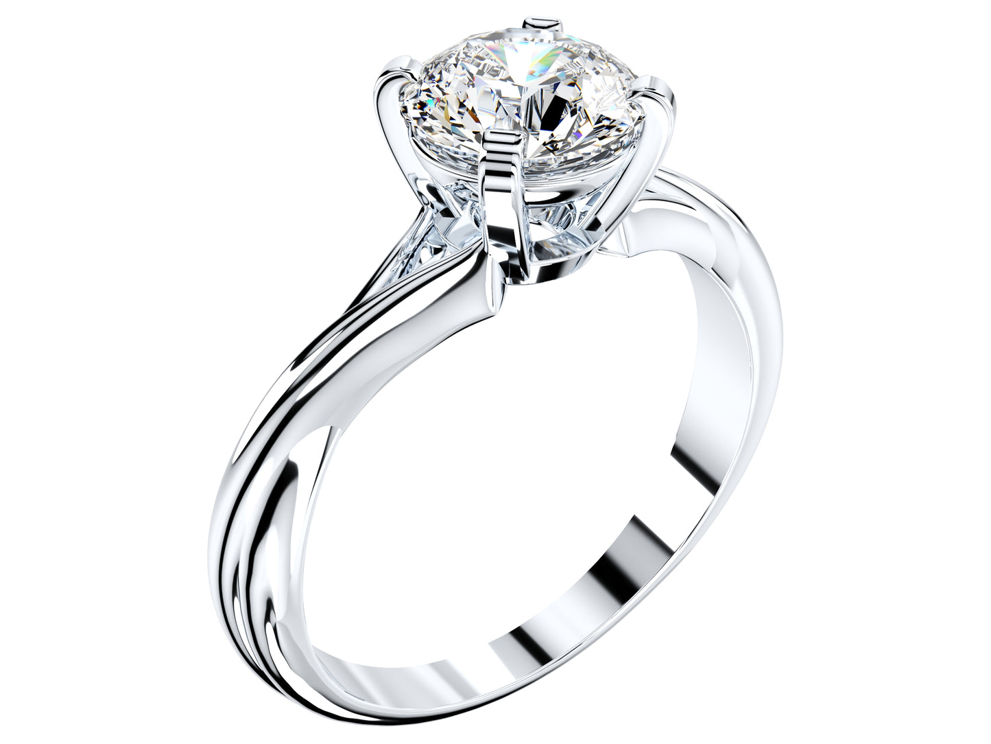 Twisted Engagement Solitaire Ring 3D CAD Design-O11031
