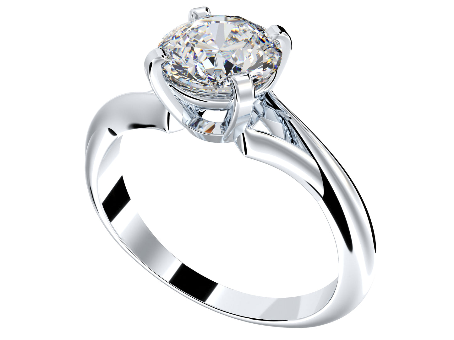Twisted Engagement Solitaire Ring 3D CAD Design-O11031