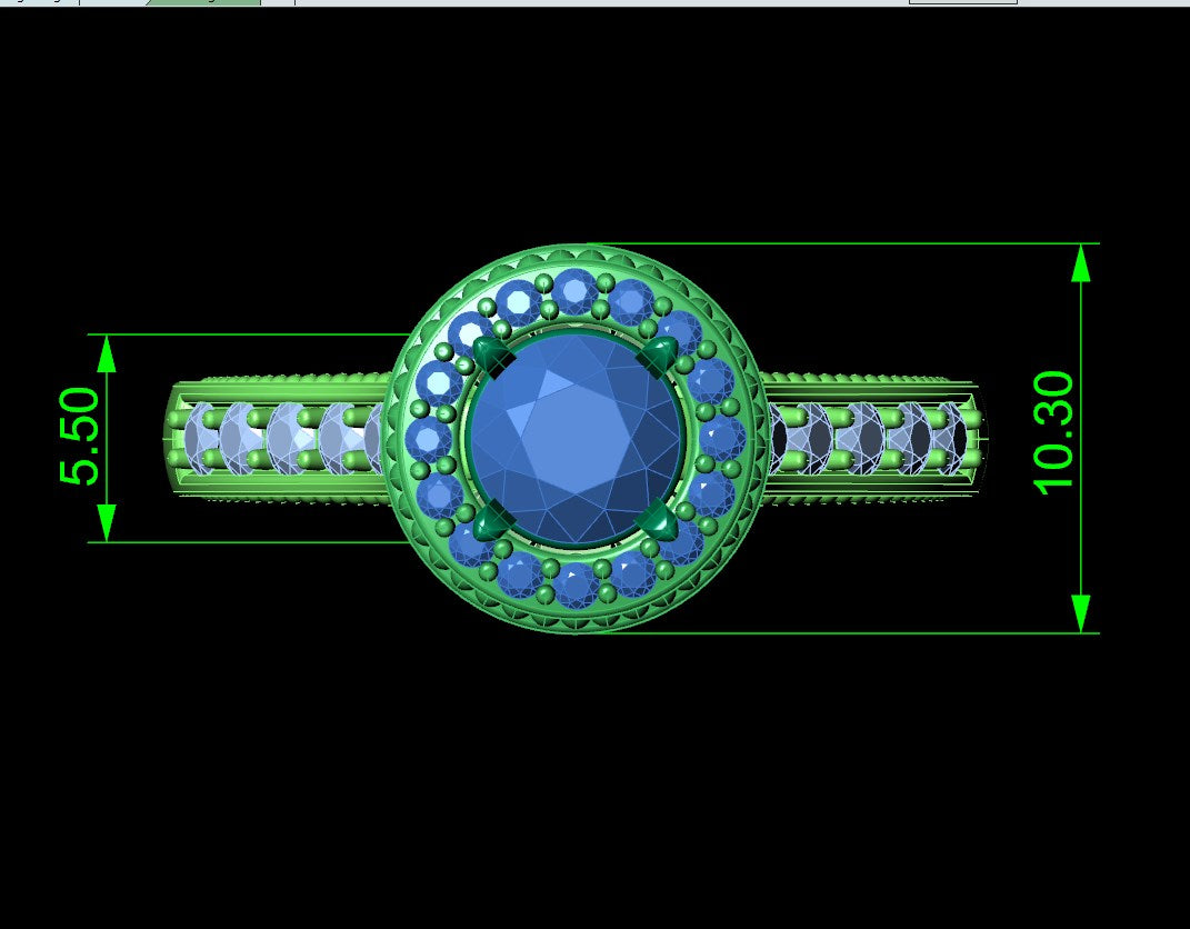 Engagement Ring Halo Diamonds 3D CAD Design-O1168PT3D