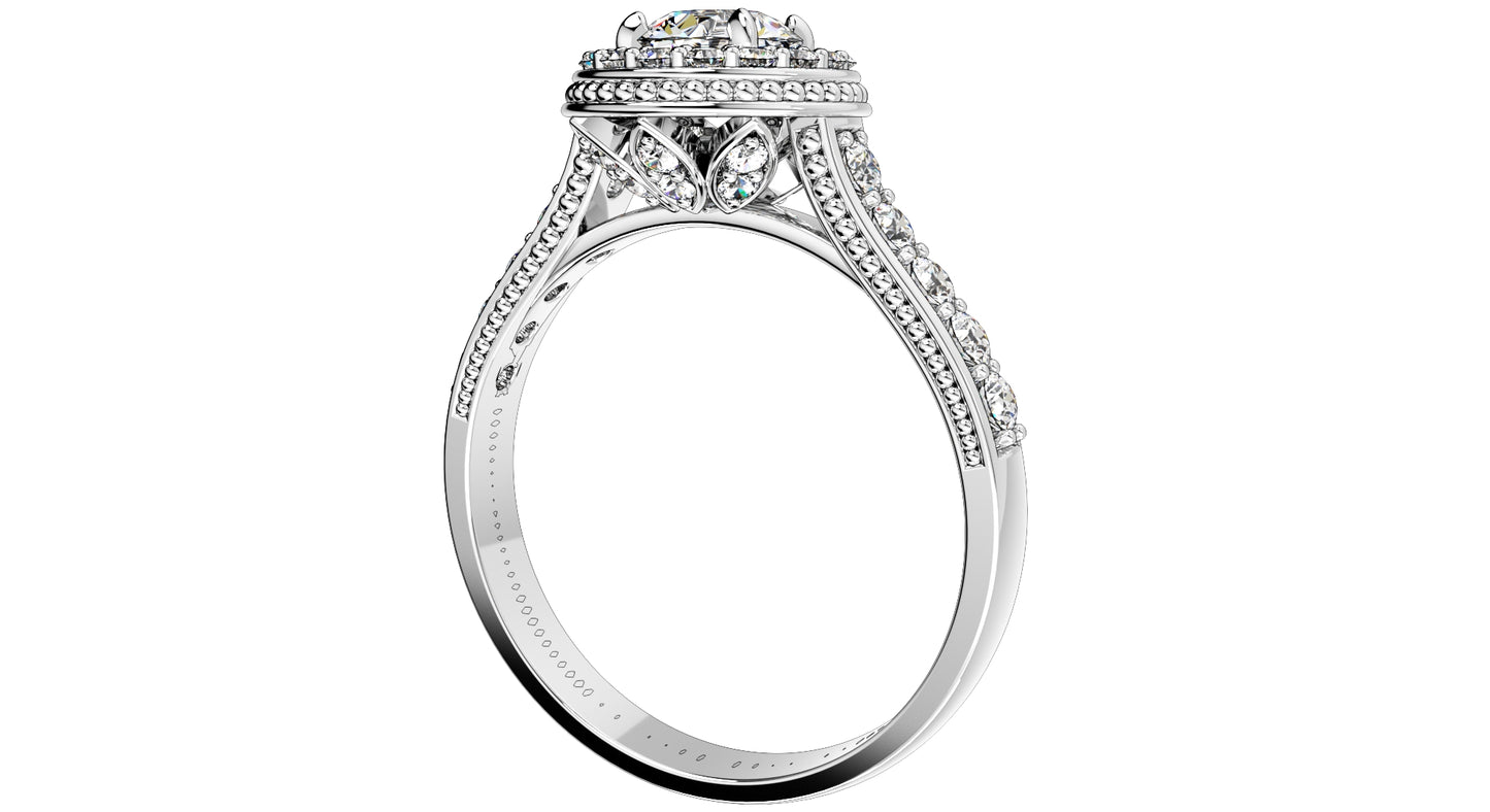 Engagement Ring Halo Diamonds 3D CAD Design-O1168PT3D