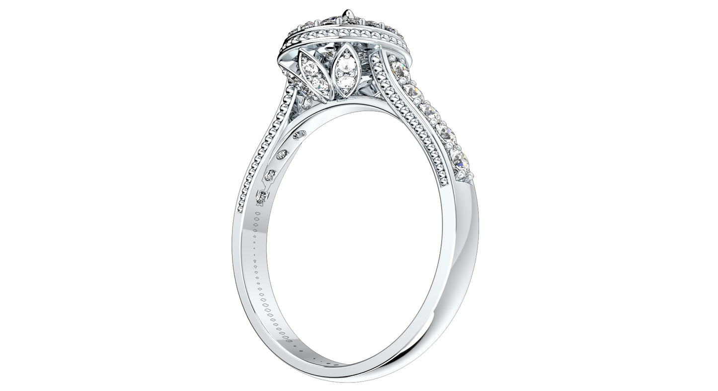 Engagement Ring Halo Diamonds 3D CAD Design-O1168PT3D