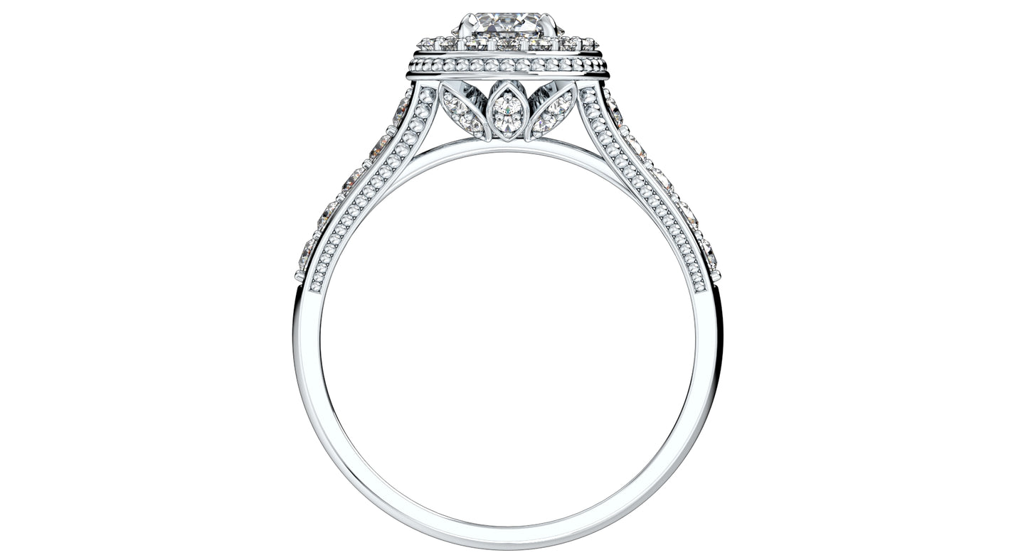 Engagement Ring Halo Diamonds 3D CAD Design-O1168PT3D
