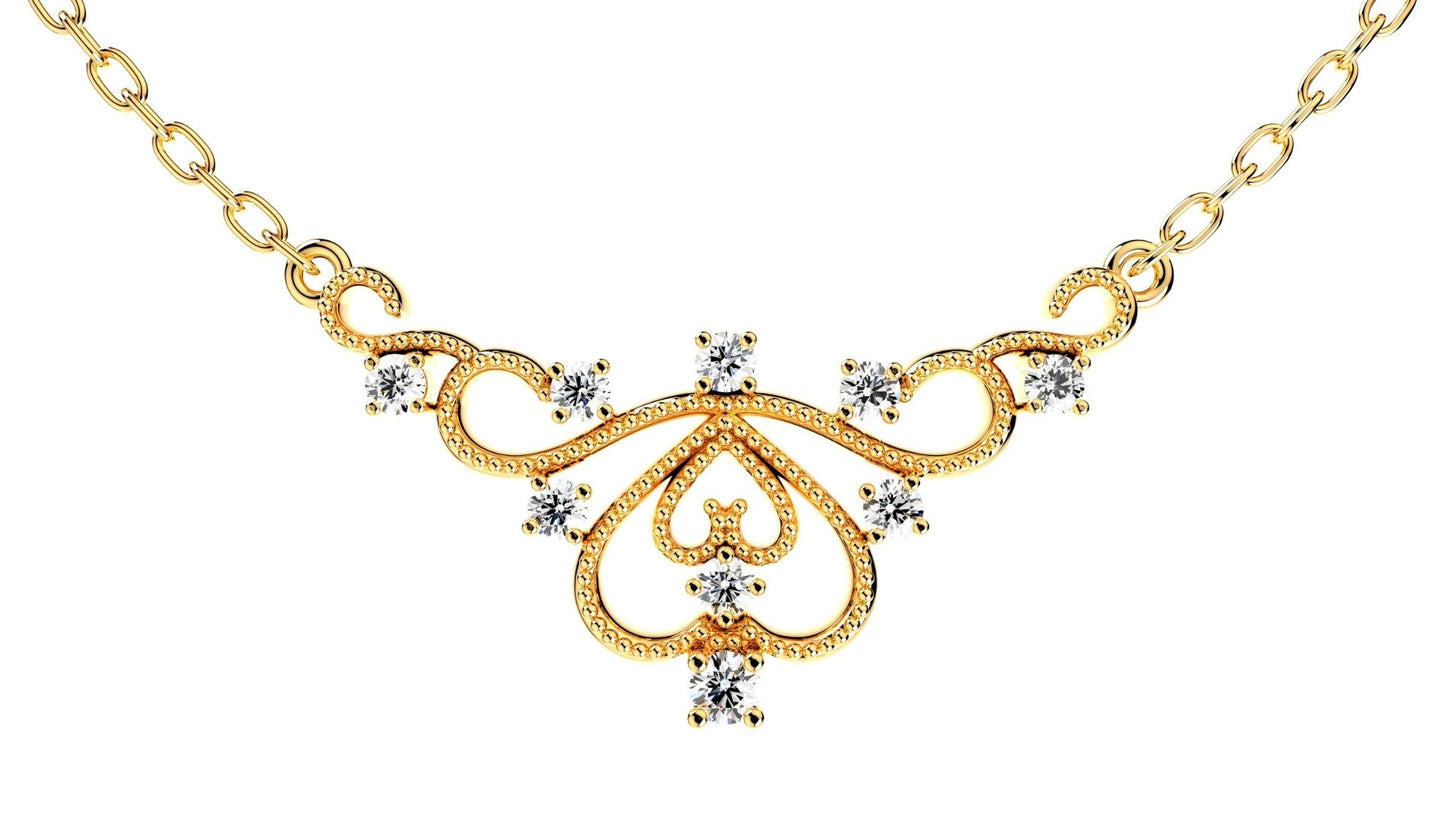 Crown Beads Necklace Patterns With Diamonds 3D CAD Design-O1A003M