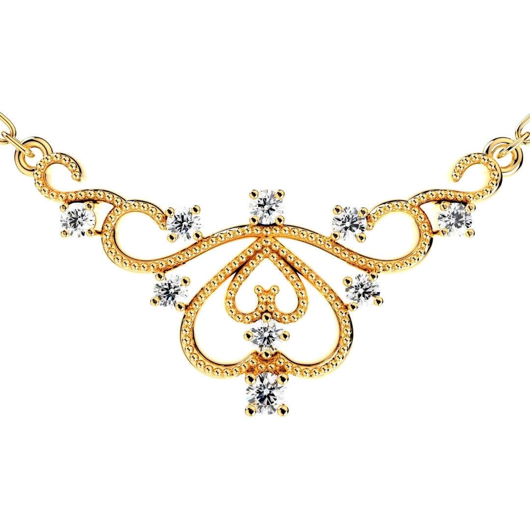 Crown Beads Necklace Patterns With Diamonds 3D CAD Design-O1A003M