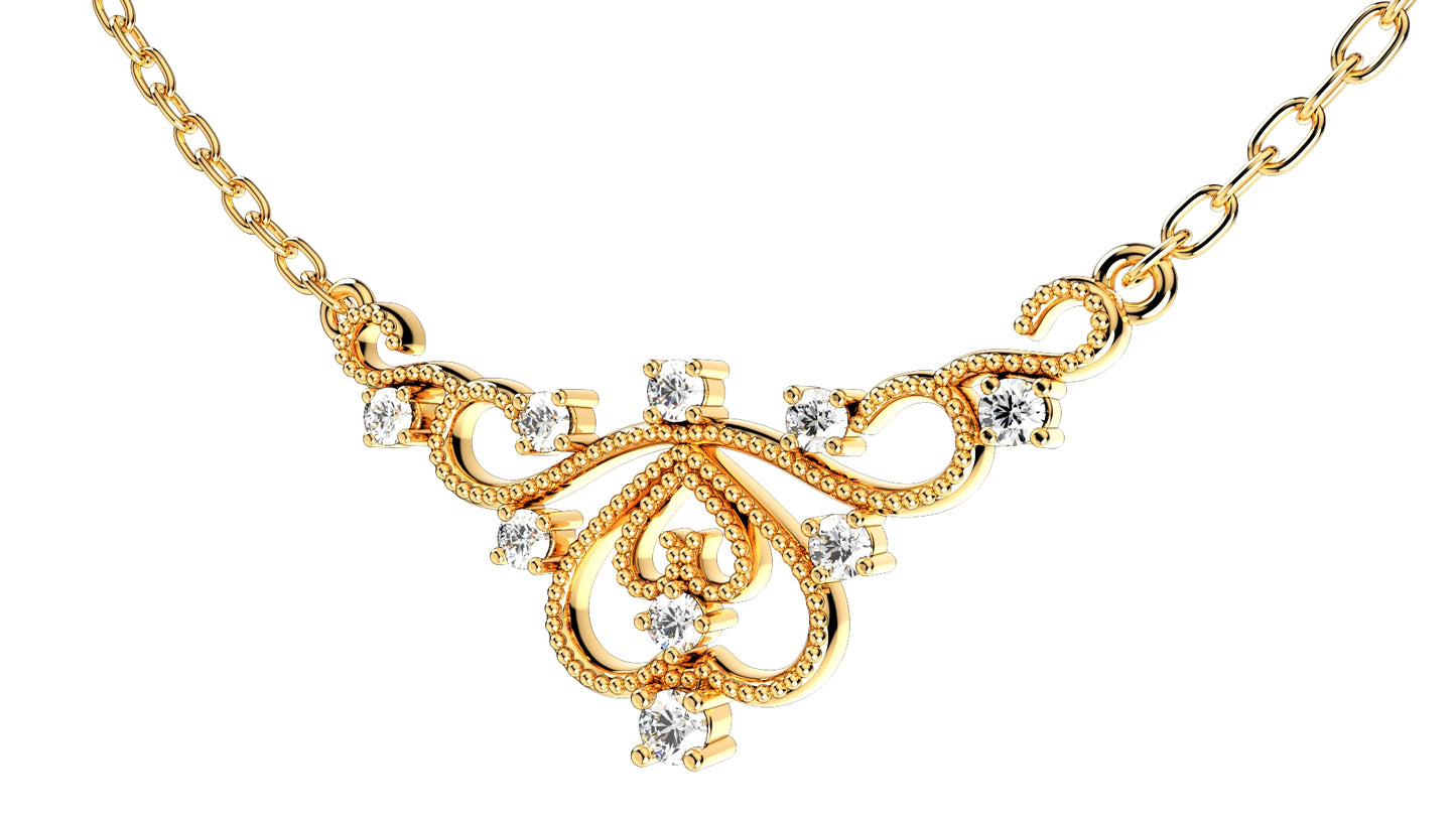 Crown Beads Necklace Patterns With Diamonds 3D CAD Design-O1A003M