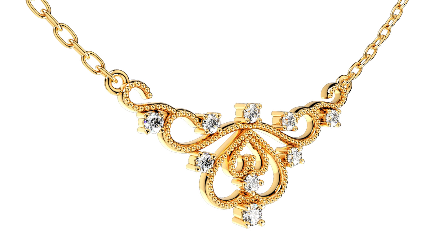 Crown Beads Necklace Patterns With Diamonds 3D CAD Design-O1A003M
