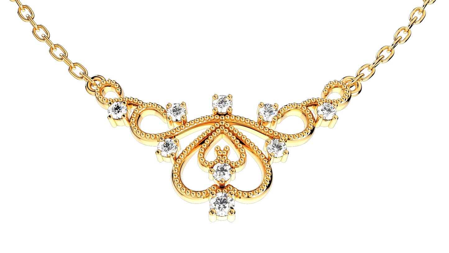 Crown Beads Necklace Patterns With Diamonds 3D CAD Design-O1A003M