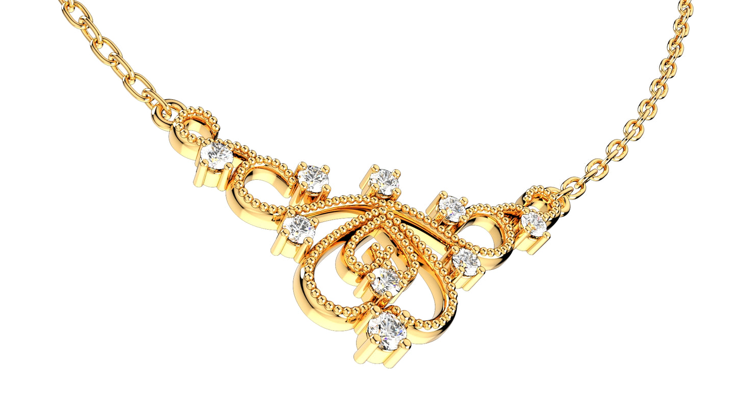 Crown Beads Necklace Patterns With Diamonds 3D CAD Design-O1A003M