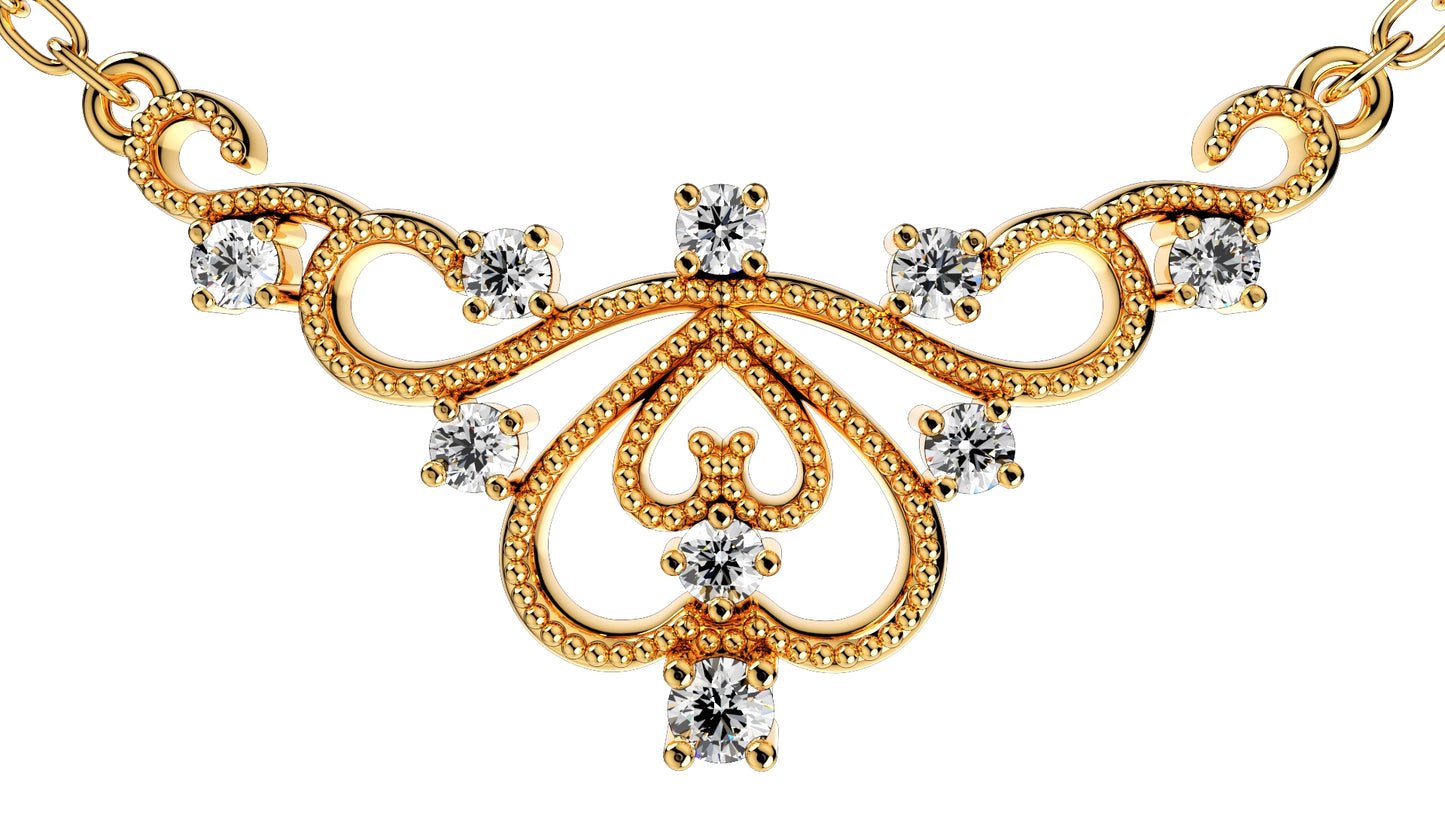 Crown Beads Necklace Patterns With Diamonds 3D CAD Design-O1A003M