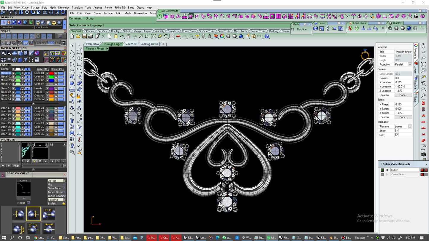 Crown Pendant Necklace Patterns With Diamonds 3D CAD Design-O1A003