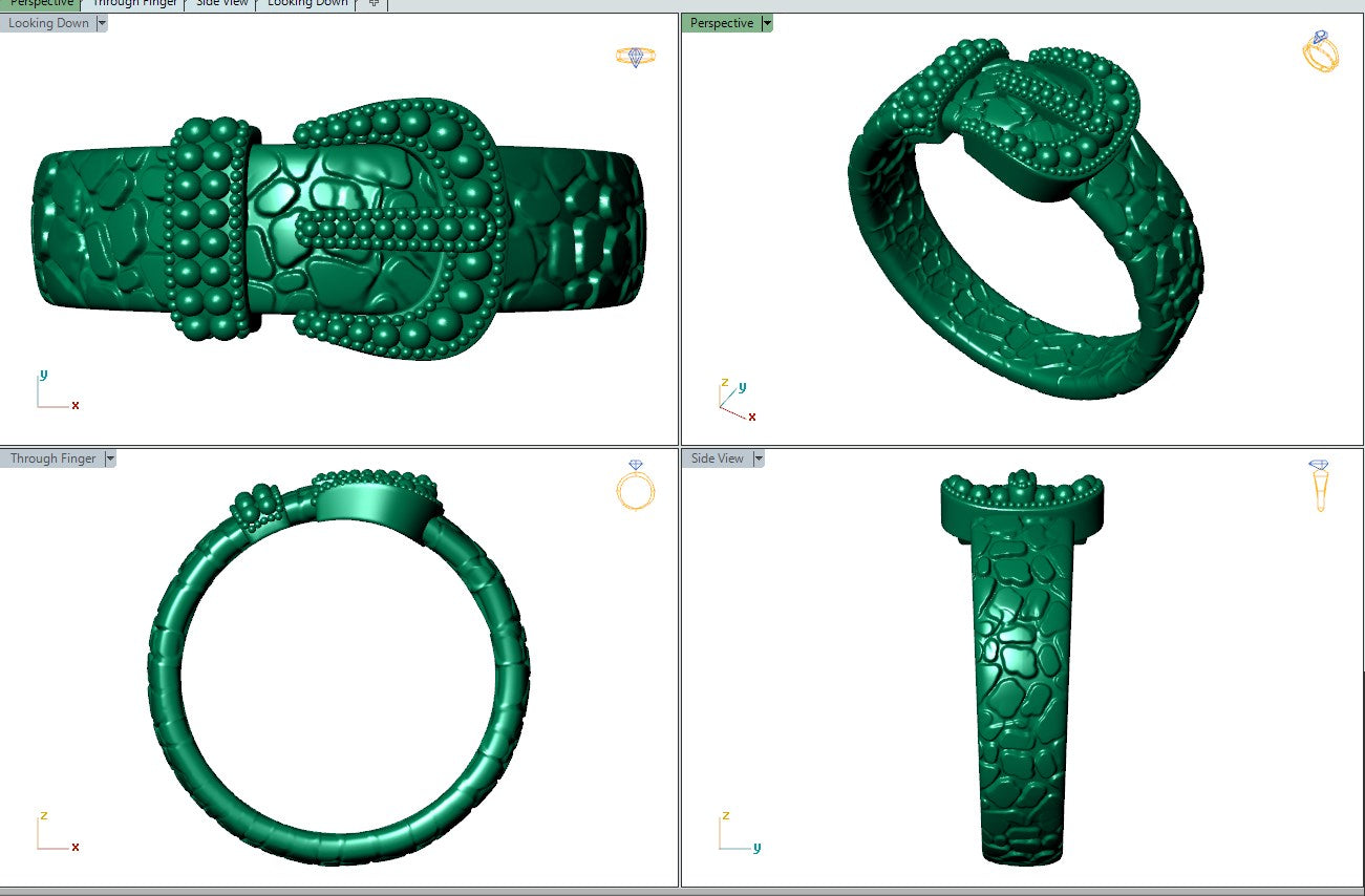 Crocodile Belt Gothic Ring For Men 3D CAD Design-O1T31