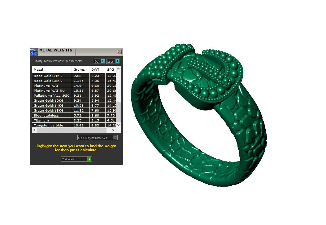 Crocodile Belt Gothic Ring For Men 3D CAD Design-O1T31