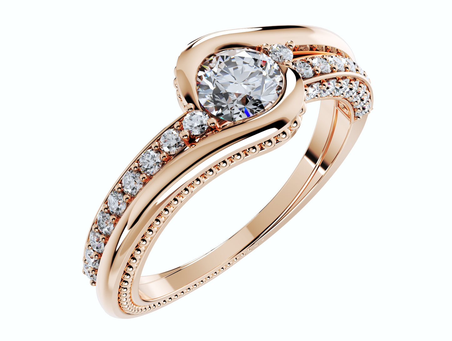Engagement Solitaire Ring Bezel Setting Center Stone-RPSV001