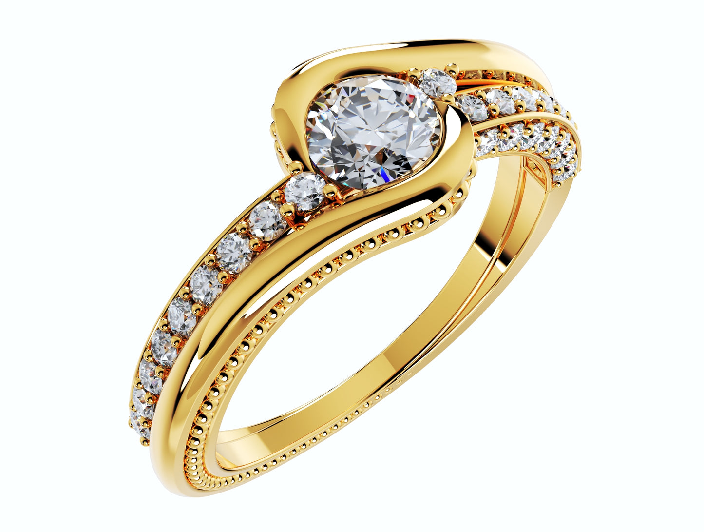 Engagement Solitaire Ring Bezel Setting Center Stone-RPSV001