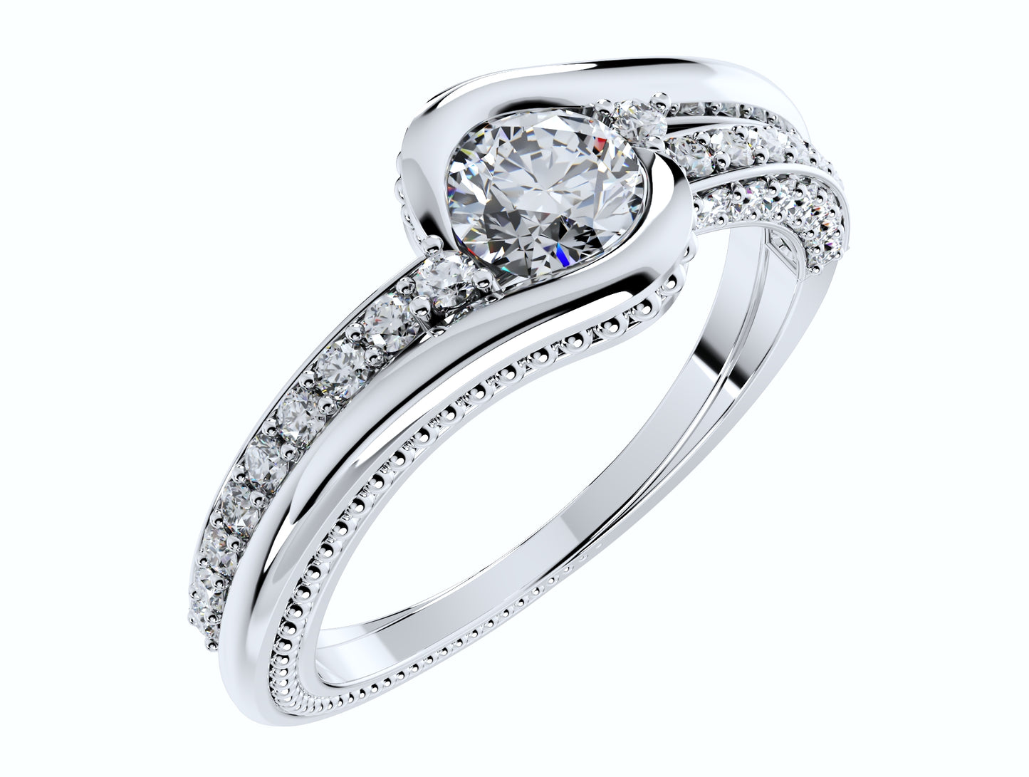 Engagement Solitaire Ring Bezel Setting Center Stone-RPSV001