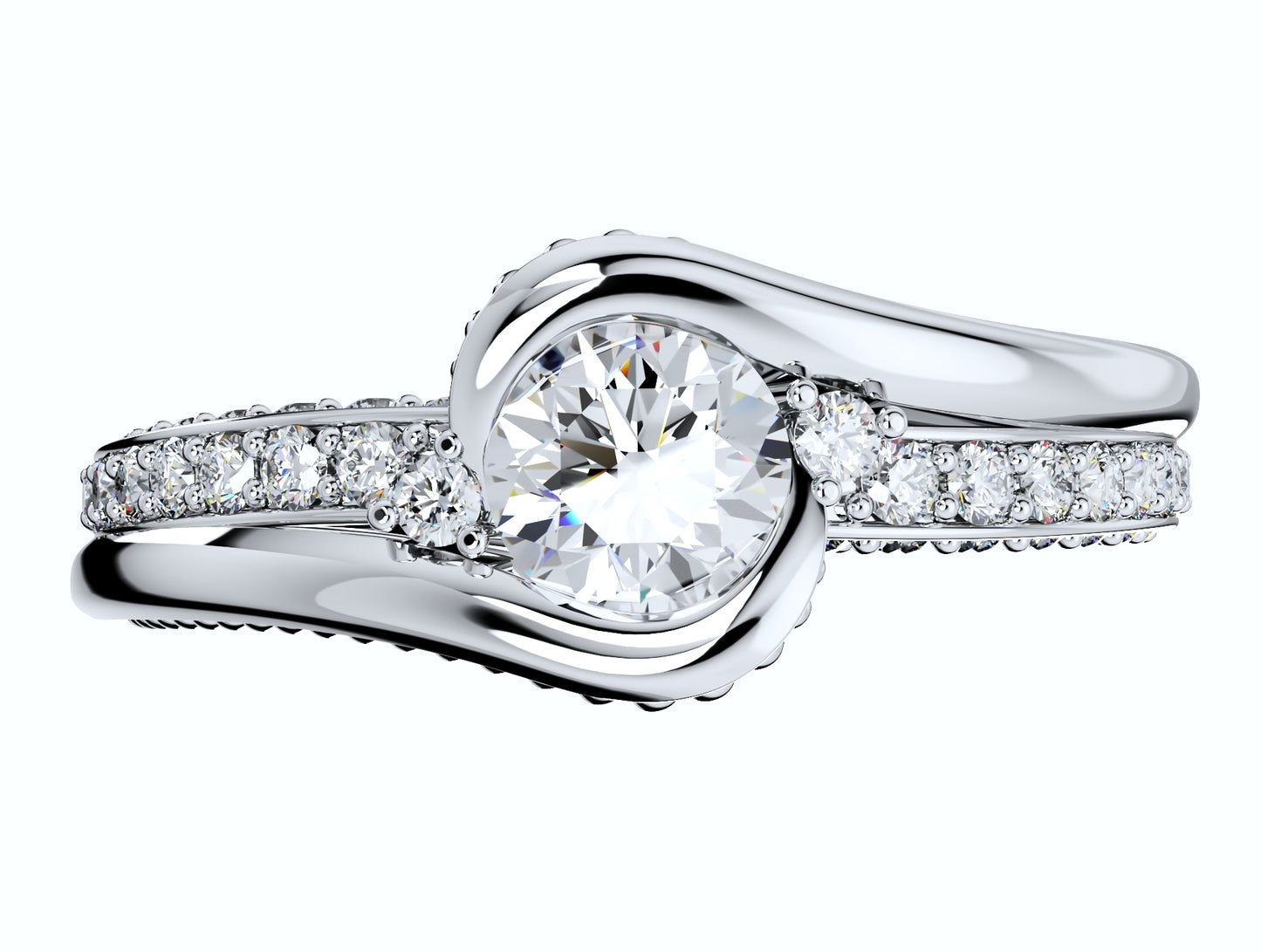 Engagement Solitaire Ring Bezel Setting Center Stone-RPSV001