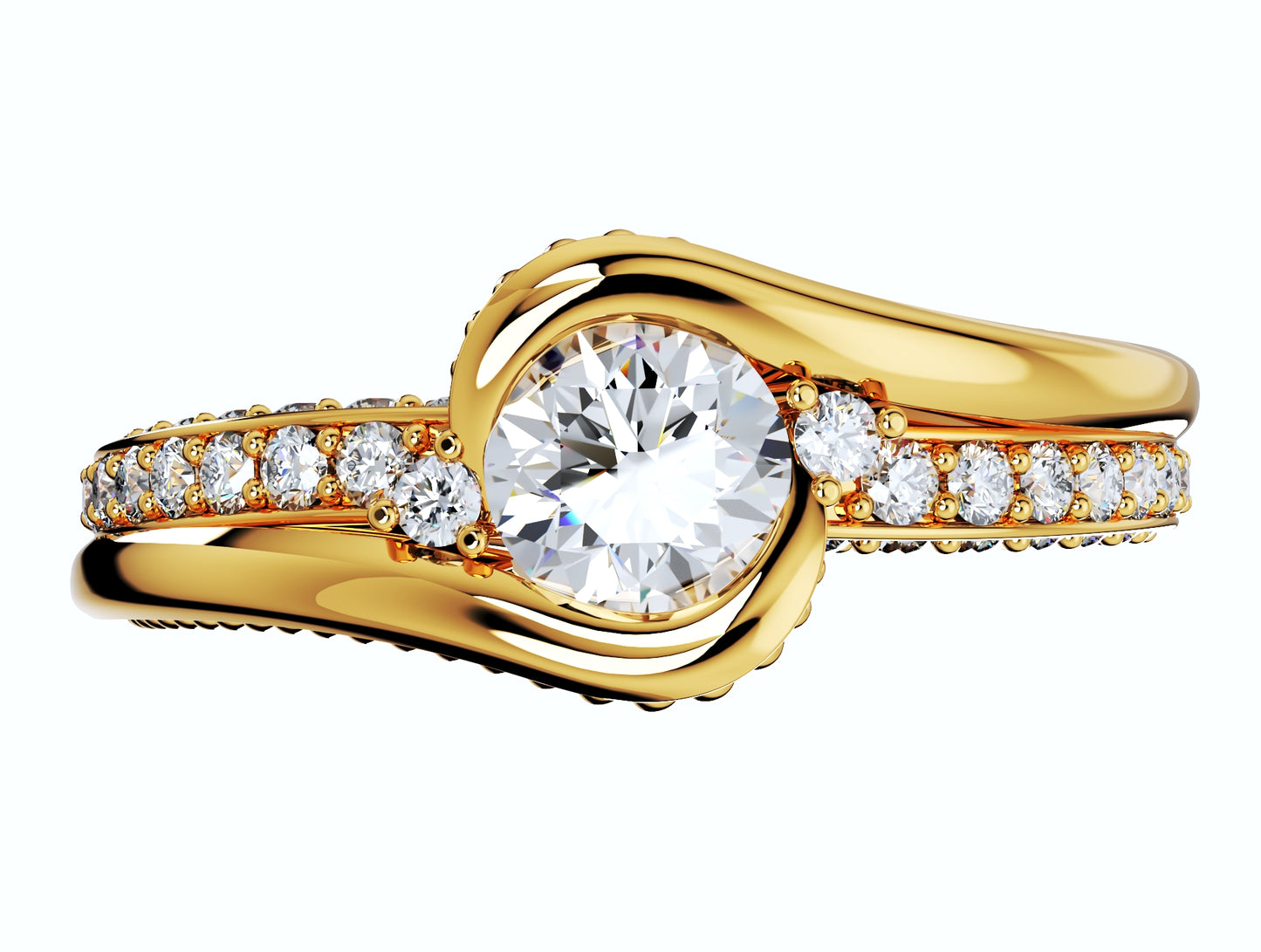 Engagement Solitaire Ring Bezel Setting Center Stone-RPSV001