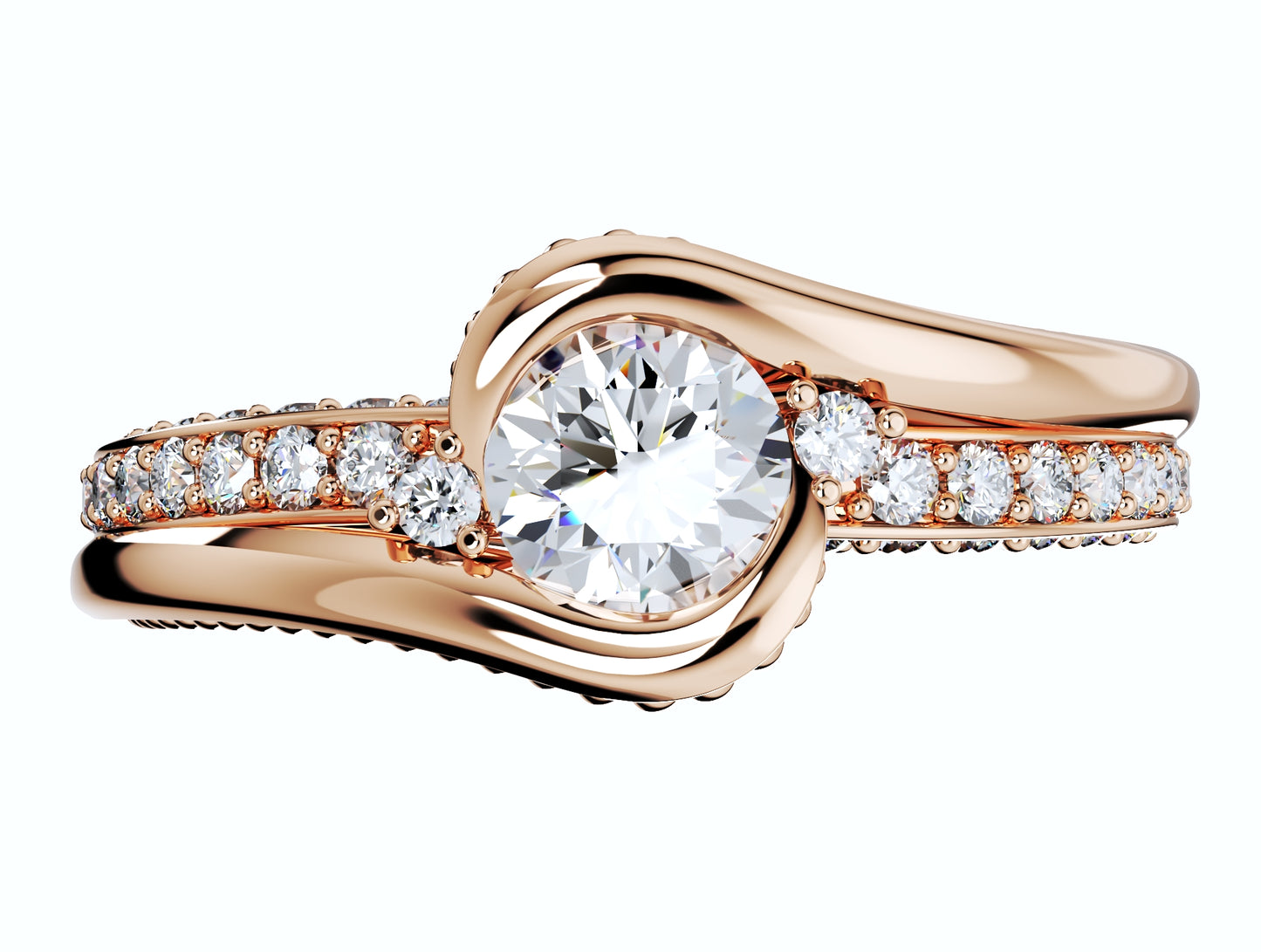 Engagement Solitaire Ring Bezel Setting Center Stone-RPSV001
