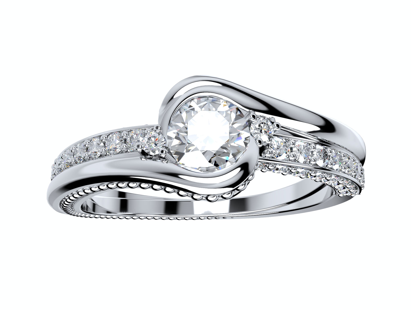 Engagement Solitaire Ring Bezel Setting Center Stone-RPSV001