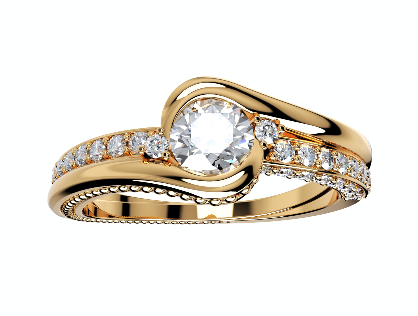 Engagement Solitaire Ring Bezel Setting Center Stone-RPSV001