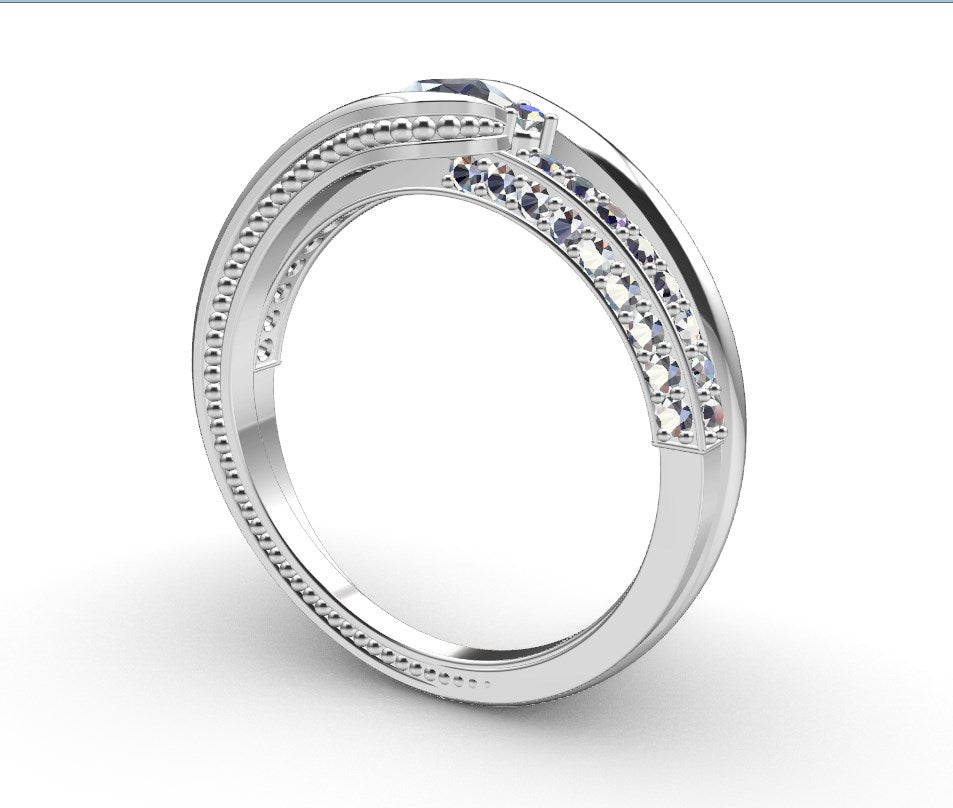 Engagement Solitaire Ring Bezel Setting Center Stone-RPSV001