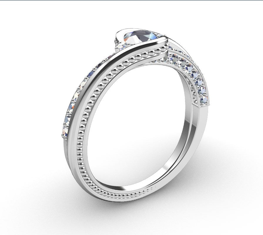 Engagement Solitaire Ring Bezel Setting Center Stone-RPSV001