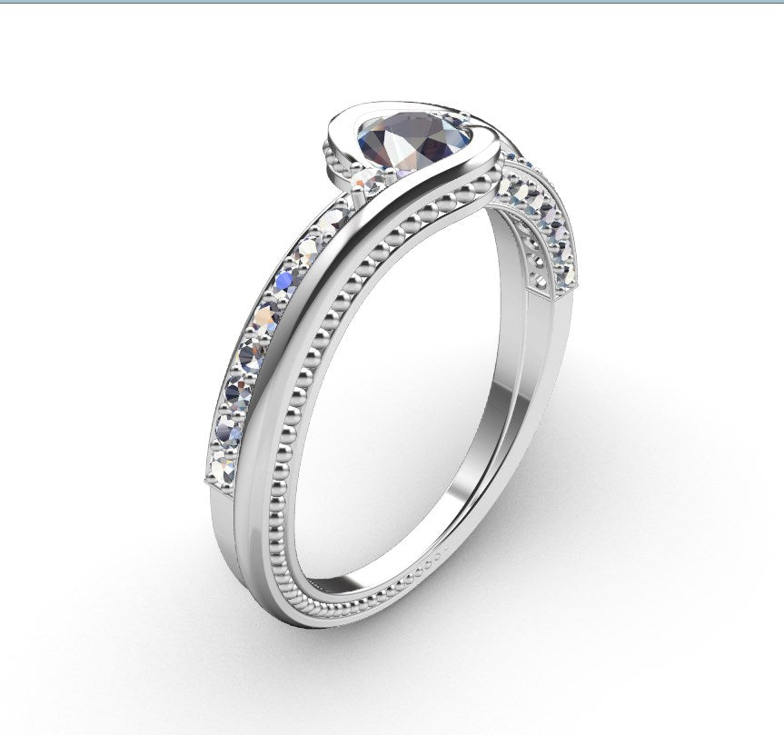 Engagement Solitaire Ring Bezel Setting Center Stone-RPSV001