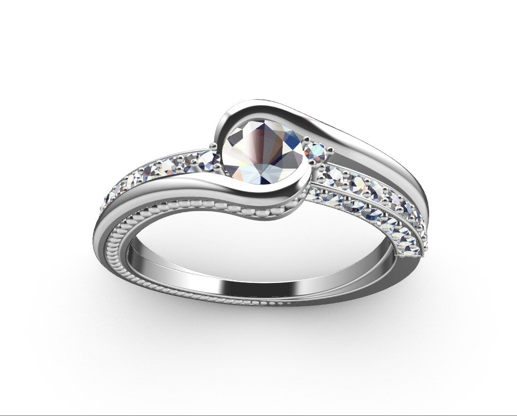 Engagement Solitaire Ring Bezel Setting Center Stone-RPSV001