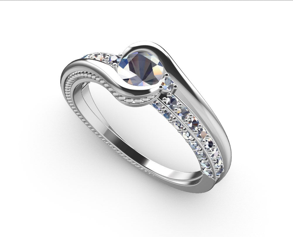Engagement Solitaire Ring Bezel Setting Center Stone-RPSV001