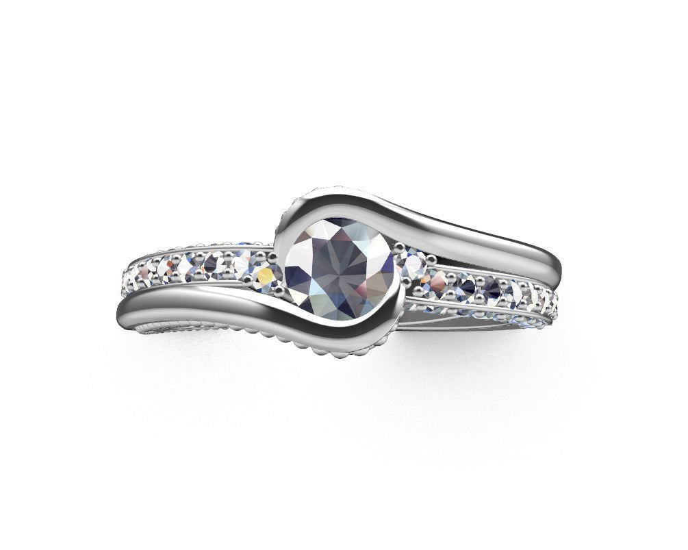Engagement Solitaire Ring Bezel Setting Center Stone-RPSV001