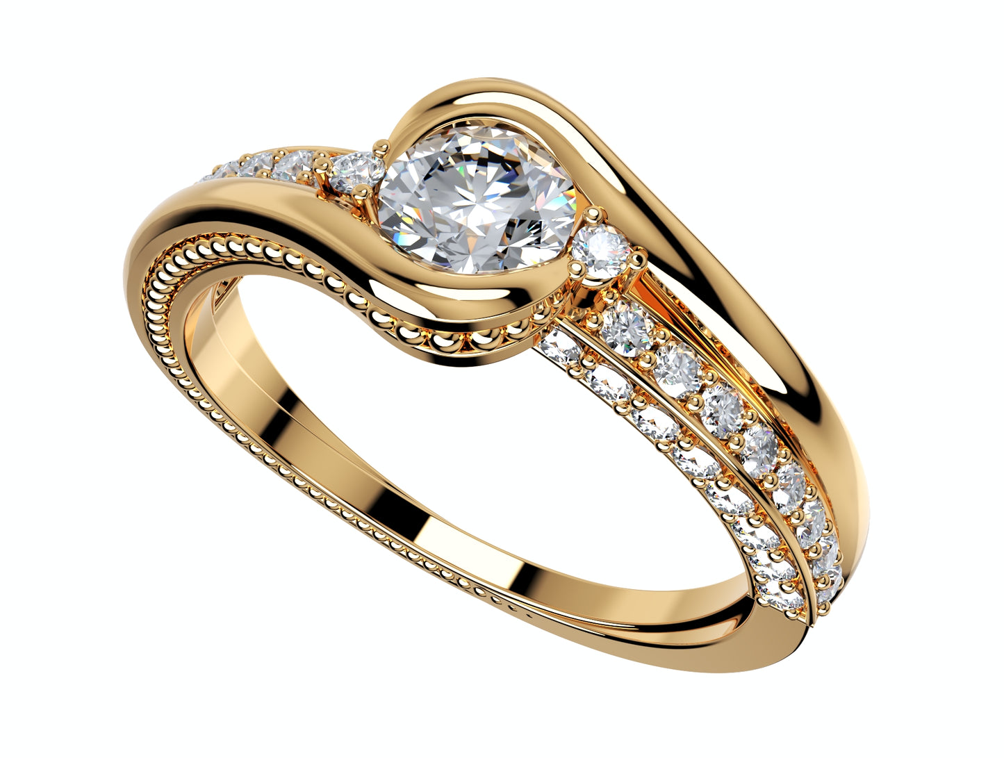 Engagement Solitaire Ring Bezel Setting Center Stone-RPSV001