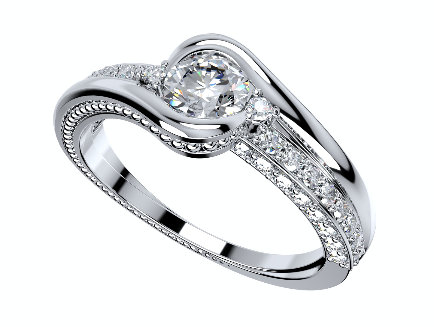 Engagement Solitaire Ring Bezel Setting Center Stone-RPSV001