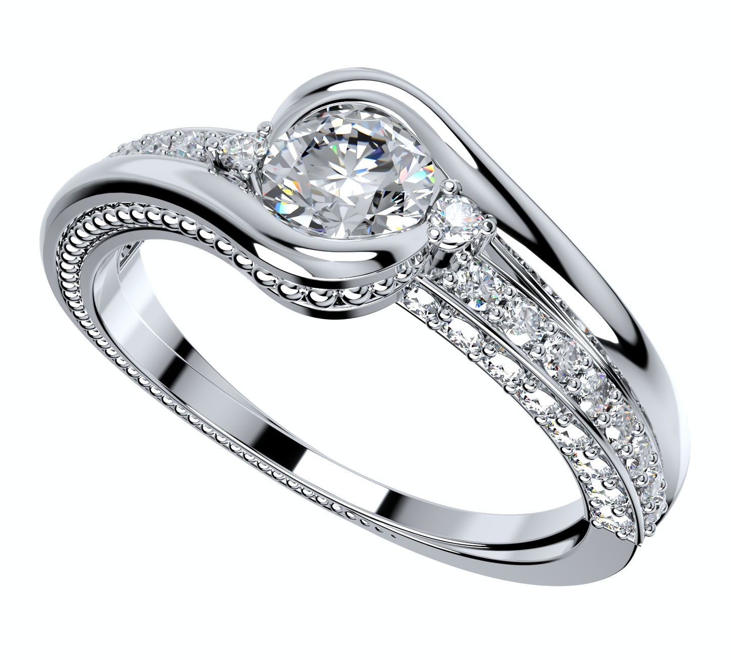 Engagement Solitaire Ring Bezel Setting Center Stone-RPSV001