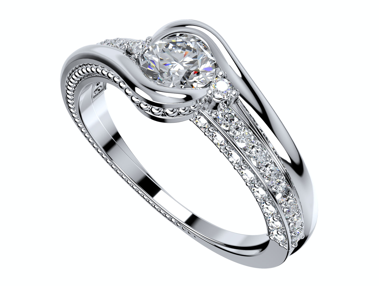 Engagement Solitaire Ring Bezel Setting Center Stone-RPSV001