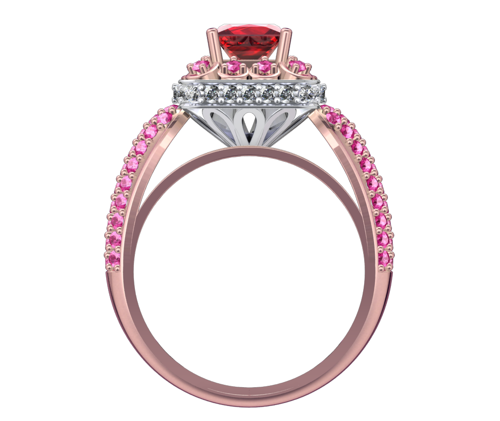 Princess Cut Diamond Halo Engagement Ring CAD-RPSV002 3D print model