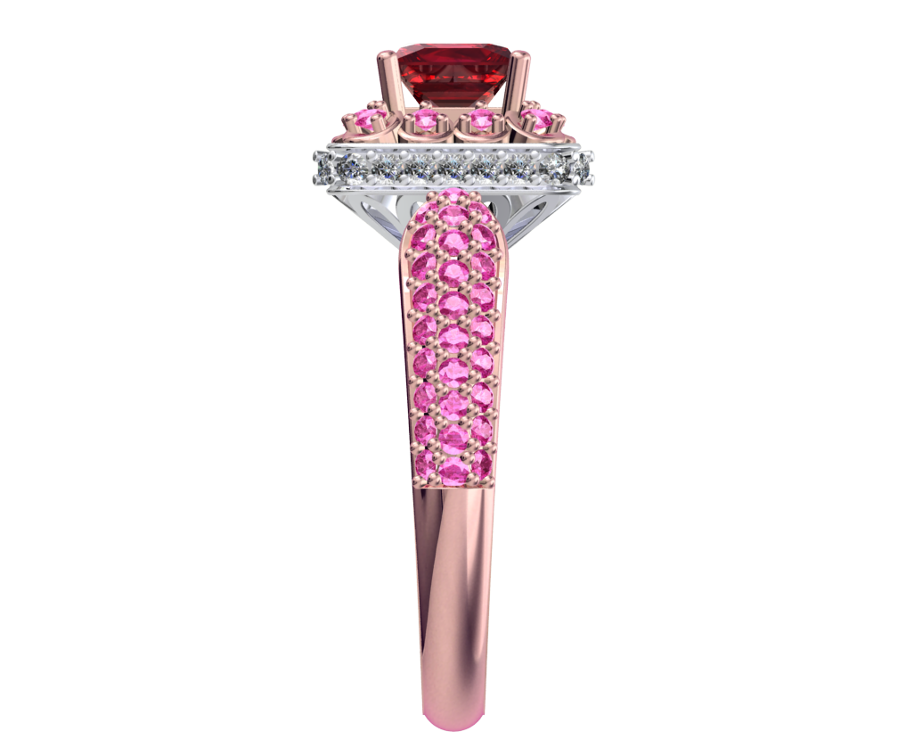 Princess Cut Diamond Halo Engagement Ring CAD-RPSV002 3D print model