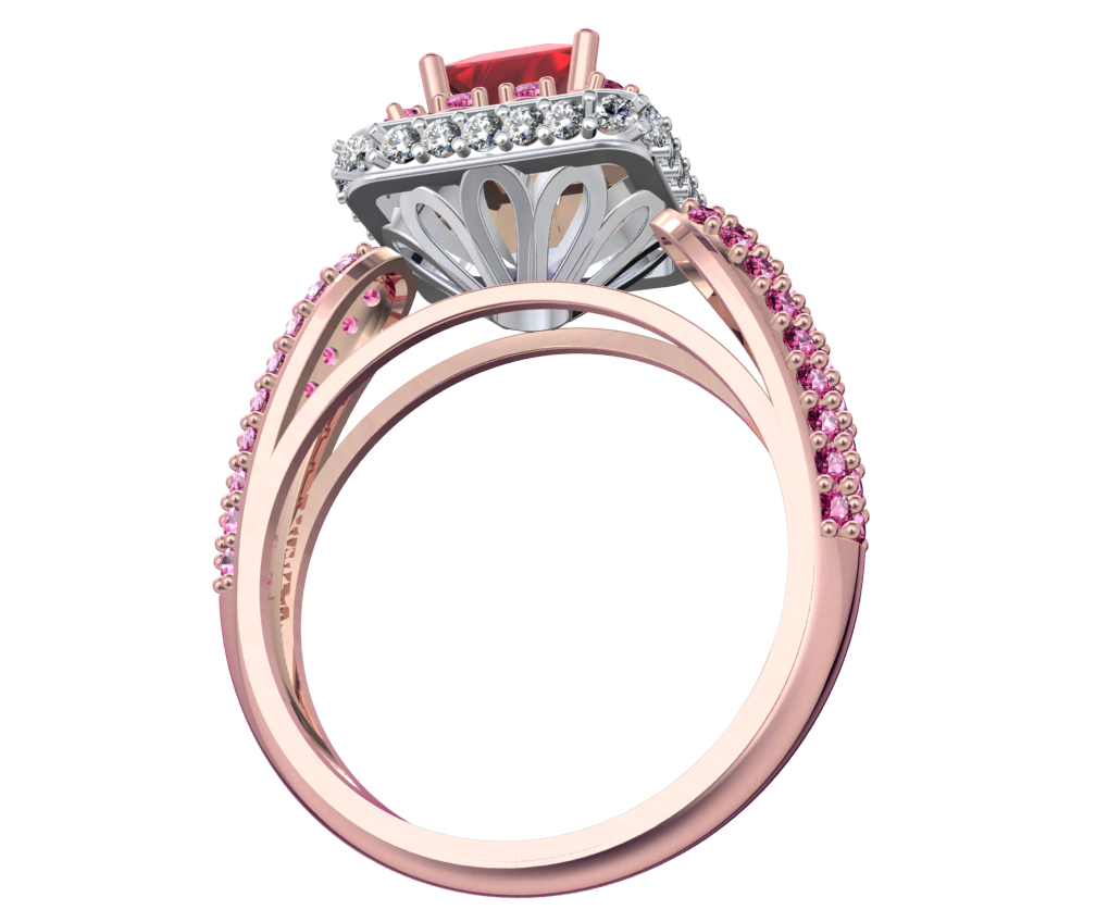 Princess Cut Diamond Halo Engagement Ring CAD-RPSV002 3D print model